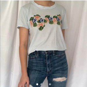 urban outfitters light blue hawaiian floral graphic t-shirt